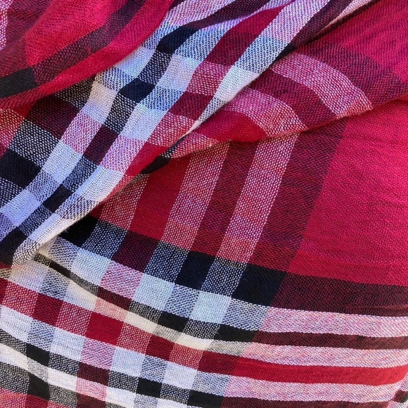 Dark Red Plaid Scarf - Picture 5 of 7